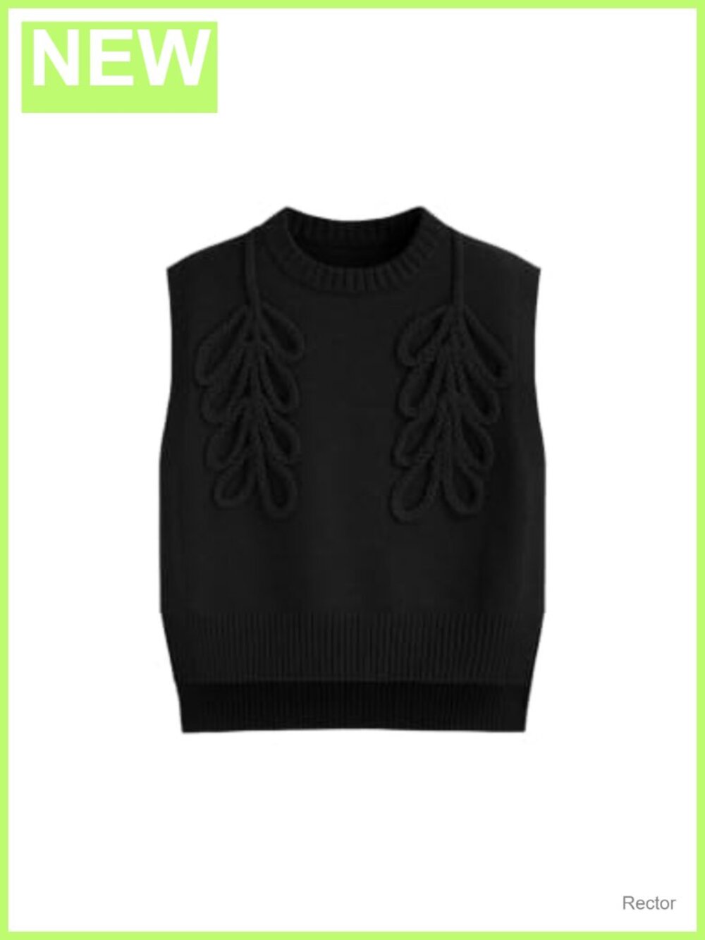 CIDER Sweater Vest Round Neck Sleeveless Cute Cable Knit Tops